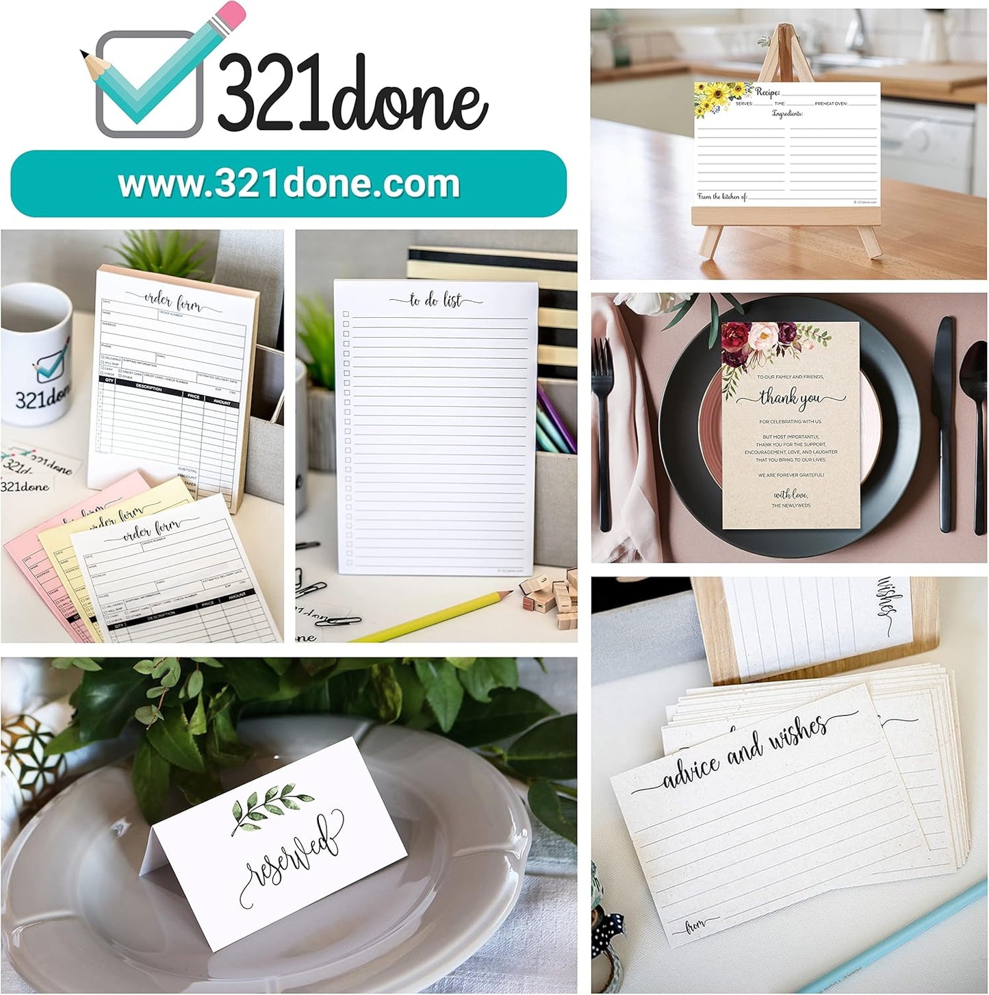 321Done Blank 2-Part Carbonless Notebook with Cover, 5.5x8.5 - Made in USA, Carbon Copy Notes, Sketchbook, Memo Notepad, Small Business Order Pad - 50 White/Yellow Sets
