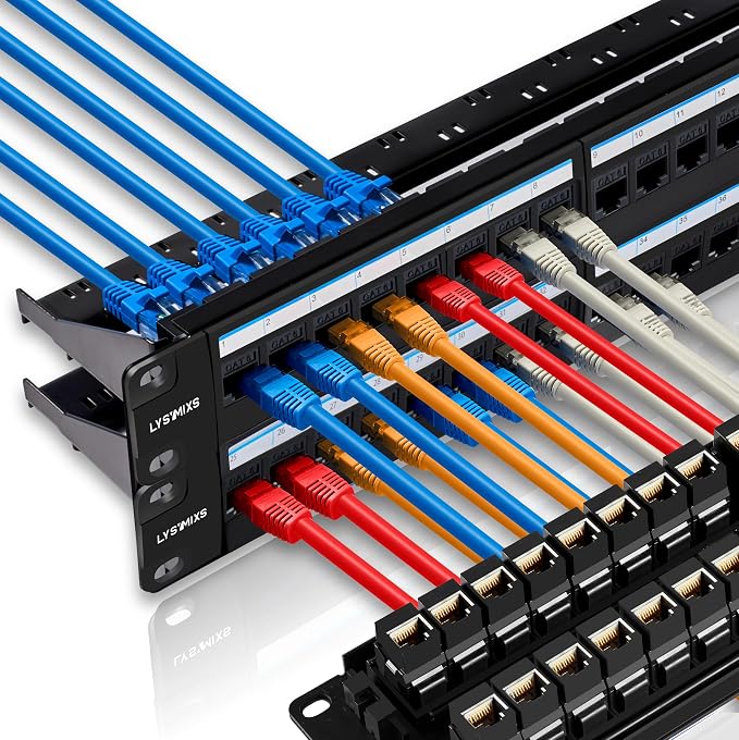 48 Port RJ45 Cat6 Patch Panel, 19 Inch, Easy Install & Repair, Rack Mountable by Lysymixs
