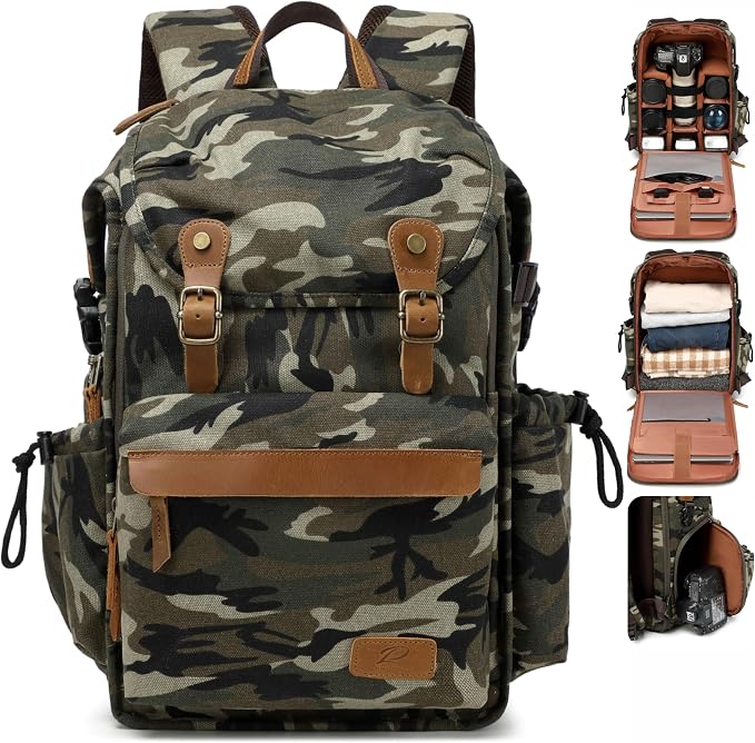 Padwa Lifestyle Camouflage Canvas Camera Backpack by PadwaLifestyleCameraStrap