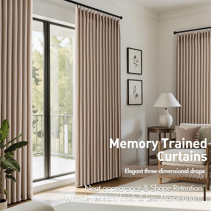 Memory Trained Pinch Pleated Curtains 92 Inches Long, Viral Linen Pinch Pleat - Image 3