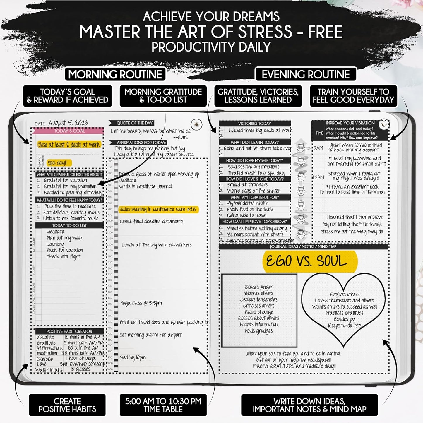 Law of Attraction Life & Goal Planner - A 90 Day Journey Creating Your Dream Life - Personal Gratitude Journal, Week Success Planner, Vision Board & Organizer + Planner Stickers, Undated