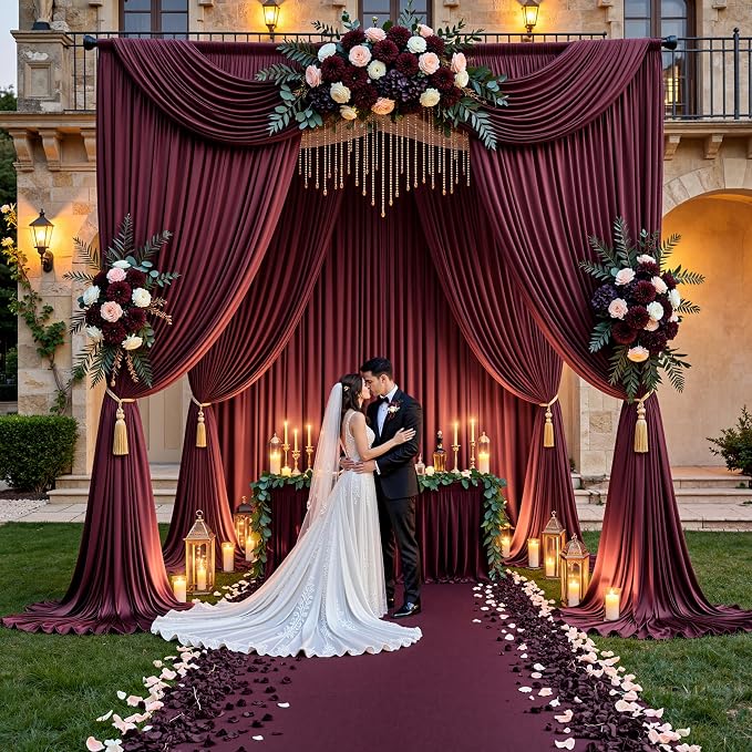 20ft x 15ft Burgundy Backdrop Curtains - Image 2