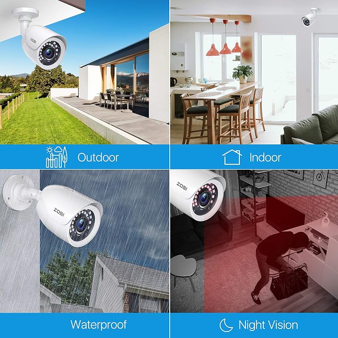 ZOSI 4 Pack HD-TVI 1920TVL 1080p Home Security Camera Outdoor Indoor, - Image 5