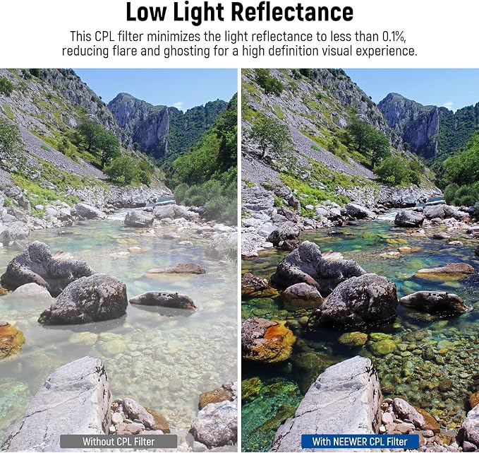 NEEWER 49mm Polarizer Filter, 24 Layer Multi Resistant Nano Coated MC CPL - Image 3