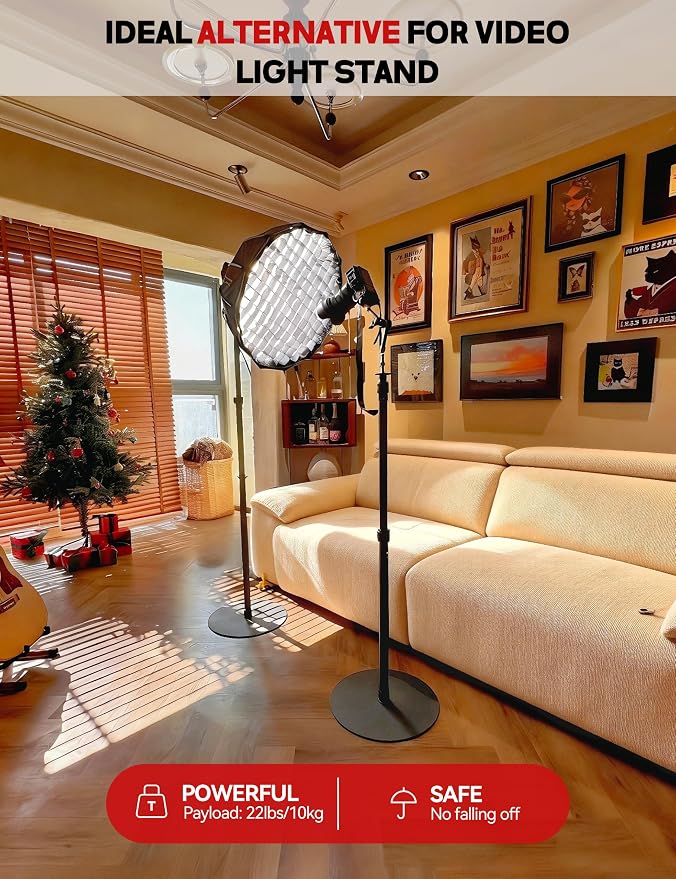 iFootage A500 Heavy Duty Round Base Light Stand, Space-Saving Tripod Alternative - Image 4
