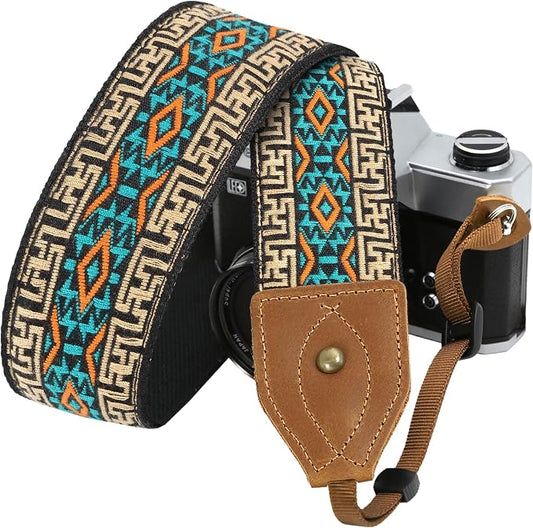 Padwa Lifestyle 2" Wide Classic Crazy Horse Art Cowhide Head Cotton Camera by PadwaLifestyleCameraStrap