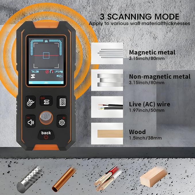 3 in 1 Stud Finder Wall ScannerLaser Distance Meter, Wood AC Wire, Upgraded - Image 2