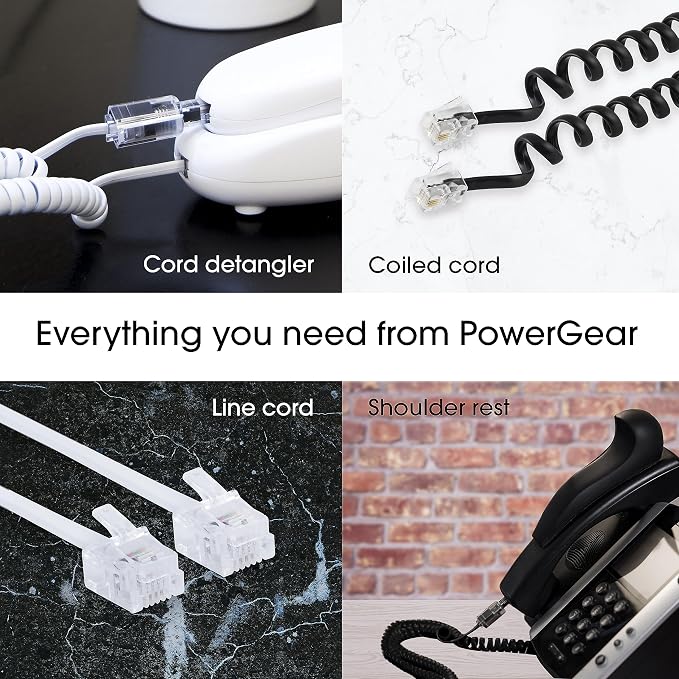 Power Gear Telephone Line Cord 2 Pack, 50 Feet, Ultra-Thin Phone Cord, Modular - Image 6