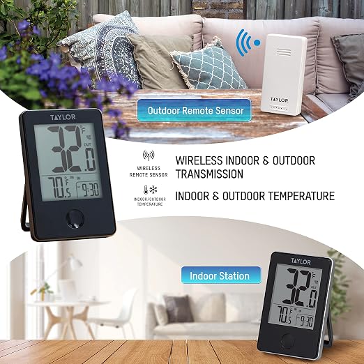 Taylor Wireless Digital Indoor Outdoor Thermometer, and Indoor Areas - Image 3