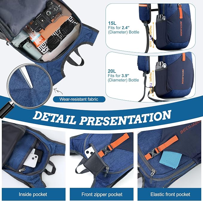 BECOJADDE 20L Small Hiking Backpack - Image 3