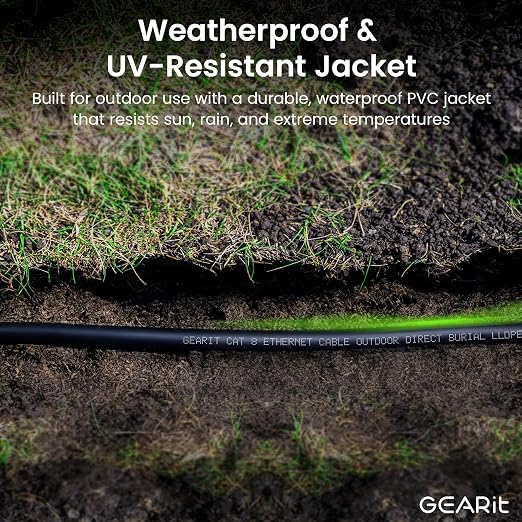 GEARit Cat8 Outdoor Ethernet Cable Waterproof, Direct Burial, LLDPE UV Jacket - Image 3
