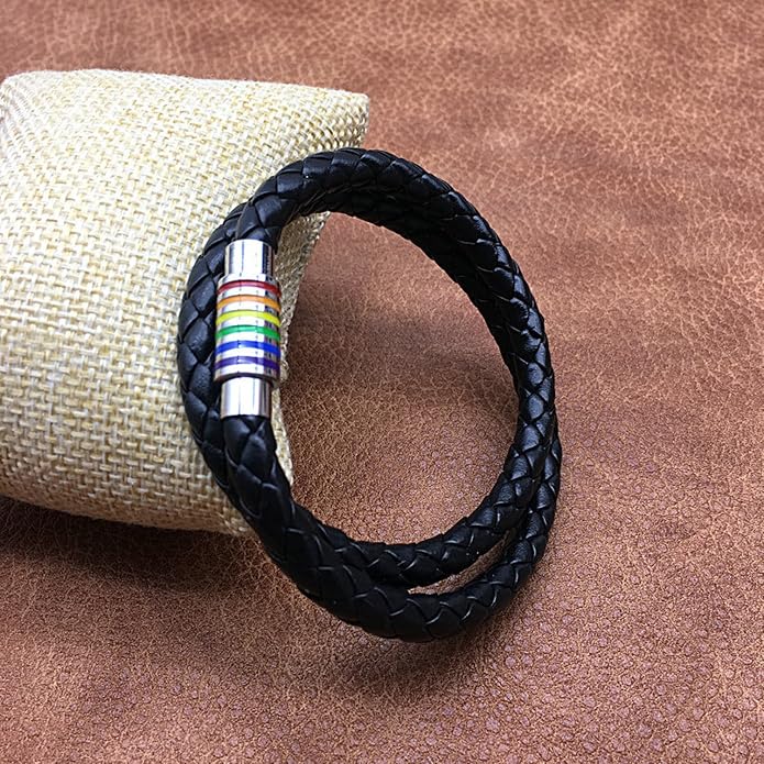 Nanafast Titanium Stainless Steel Rainbow LGBT Pride Bracelet Handmade Braided - Image 7