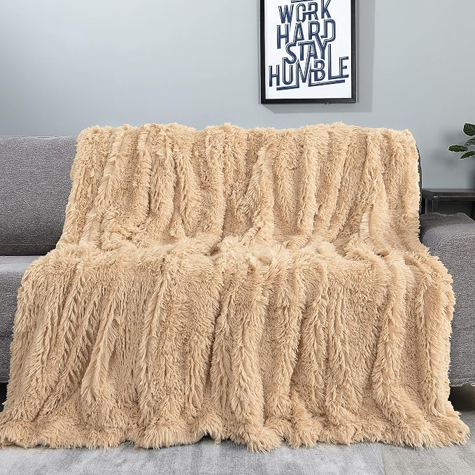 Tuddrom Decorative Extra Soft Faux Fur Blanket Twin Size 70" x 78", Solid - Image 8
