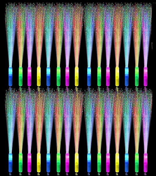 36 Pack Glow Sticks Light Up Fiber Optic Stick Glow Wands Bulk by NUDALA