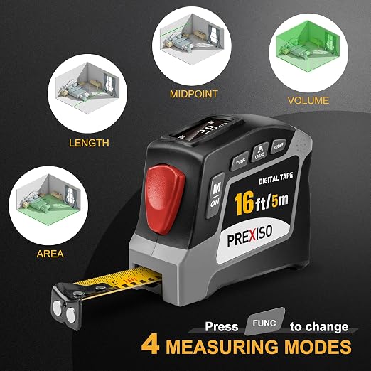 PREXISO 2-in-1 Digital Tape Measure - 16Ft Rechargeable Digital Measuring Tape - Image 5