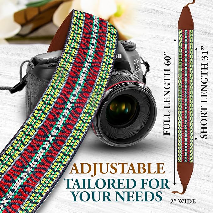 Art Tribute Custom Camera Strap California Weave- Add Your Text and We Make It - Image 2