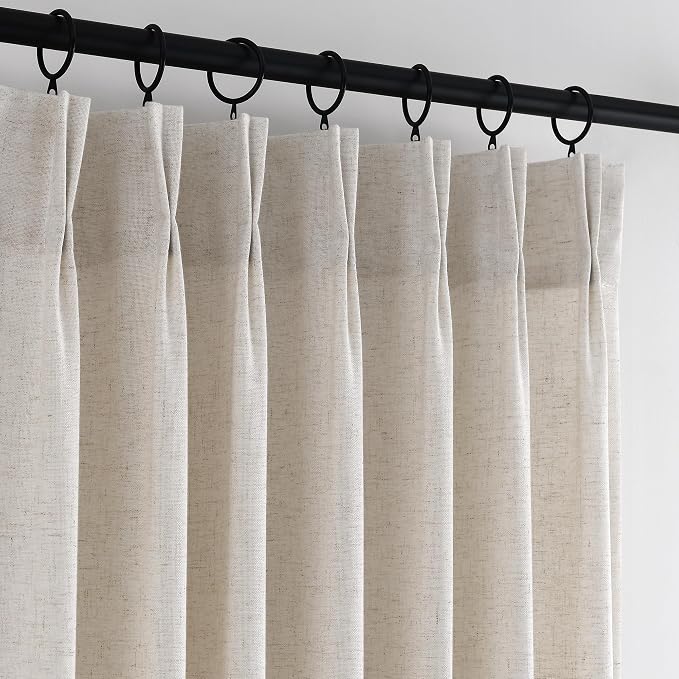 Memory Trained Pinch Pleated Curtains 132 Inches Long, Viral Linen Pinch Pleat by ANRODUO