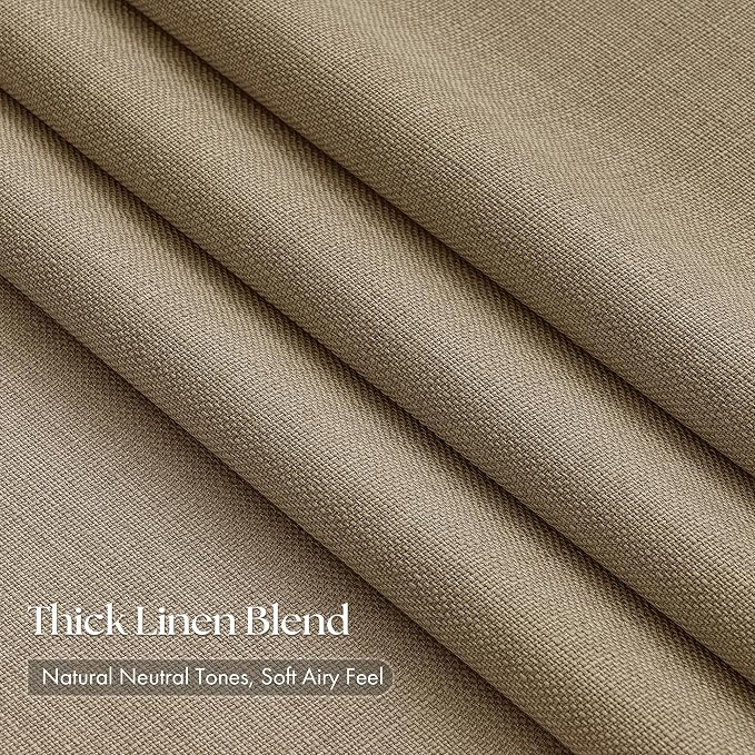 Pleated Light Brown Semi Sheer Sliding Door Curtains 105 Inches Long 4 Panels - Image 2