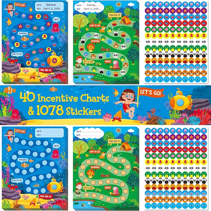 40 Pack Incentive Chart, 2 Adorable Designs by Stickyourhappymoment