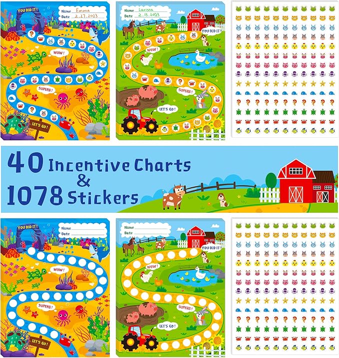 40 Pack Incentive Chart, 2 Adorable Designs by Stickyourhappymoment