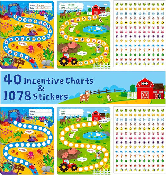 40 Pack Incentive Chart, 2 Adorable Designs by Stickyourhappymoment