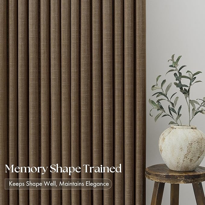 Chocolate Brown Pinch Pleated Bedroom Curtains 102 Inches Long 4 Panels Set - Image 4